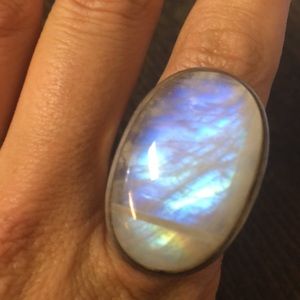 Enormous moonstone cocktail ring. Sterling